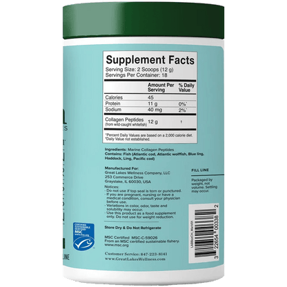 Great Lakes Wellness Marine Collagen Peptides 227g - 1st Stop Marshall's Health Shop, Gift Shop! - Heath and Natural Therapy New Brighton Christchurch - Naturopath