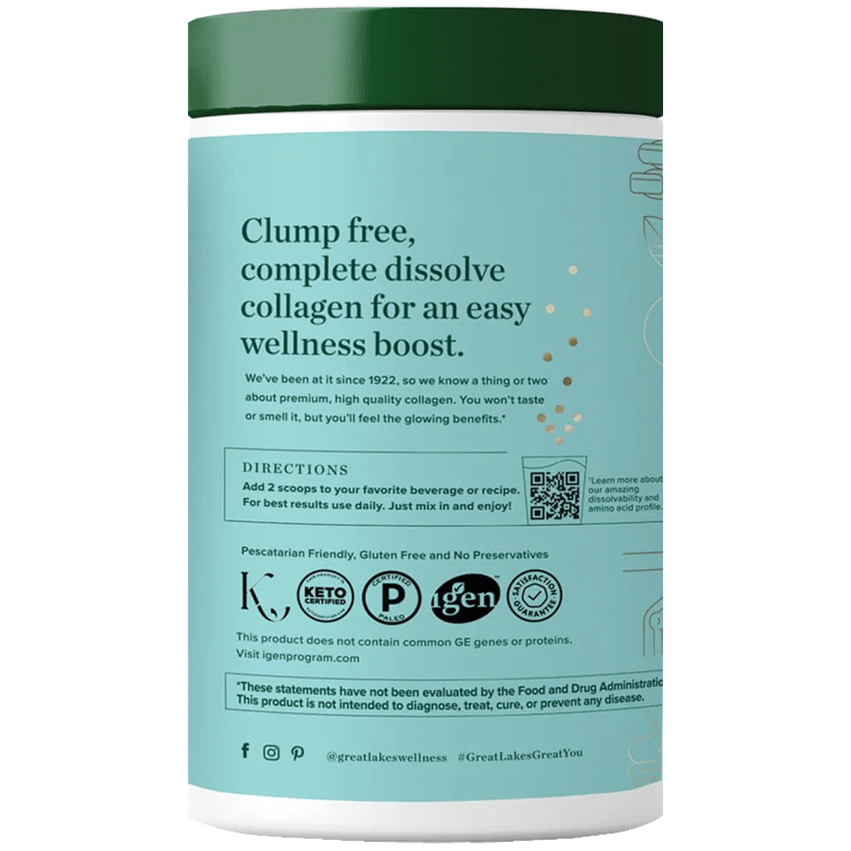 Great Lakes Wellness Marine Collagen Peptides 227g - 1st Stop Marshall's Health Shop, Gift Shop! - Heath and Natural Therapy New Brighton Christchurch - Naturopath