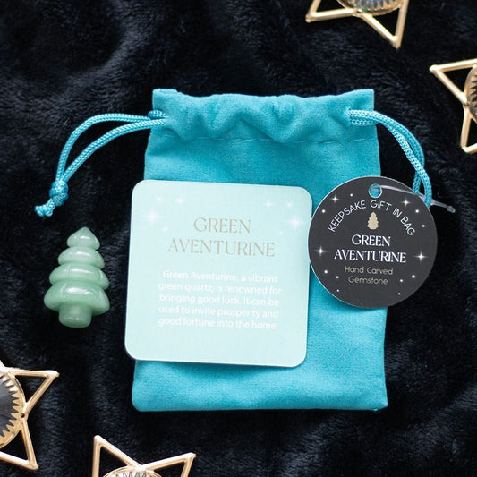 Green Aventurine Crystal Christmas Tree in a Bag - MarshallsHealthShop