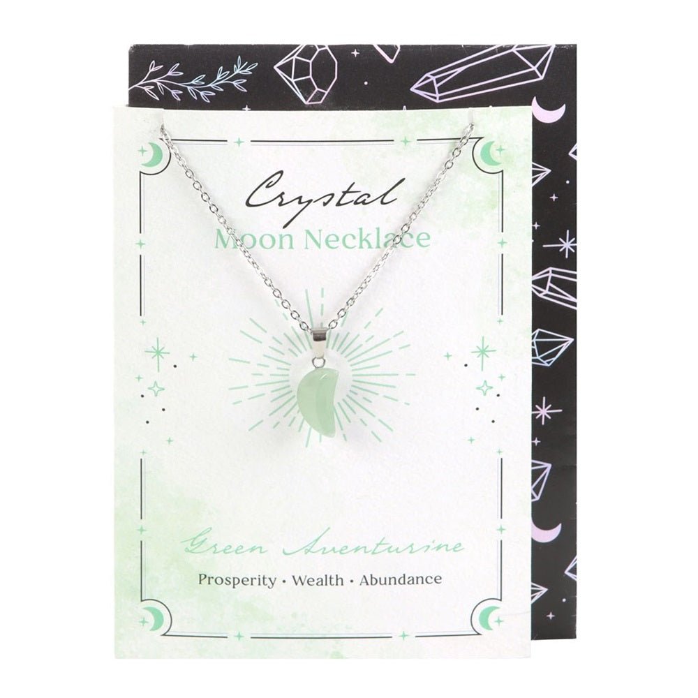 Green Aventurine Crystal Moon Necklace - MarshallsHealthShop