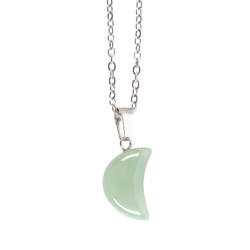 Green Aventurine Crystal Moon Necklace - MarshallsHealthShop
