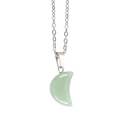 Green Aventurine Crystal Moon Necklace - MarshallsHealthShop