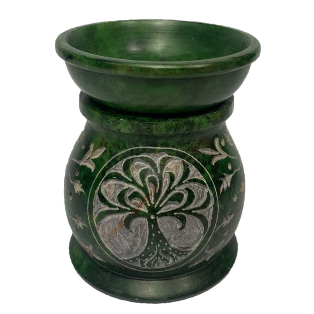 Green Tree Of Life Soapstone Burner - MarshallsHealthShop