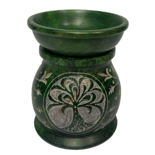 Green Tree Of Life Soapstone Burner - MarshallsHealthShop