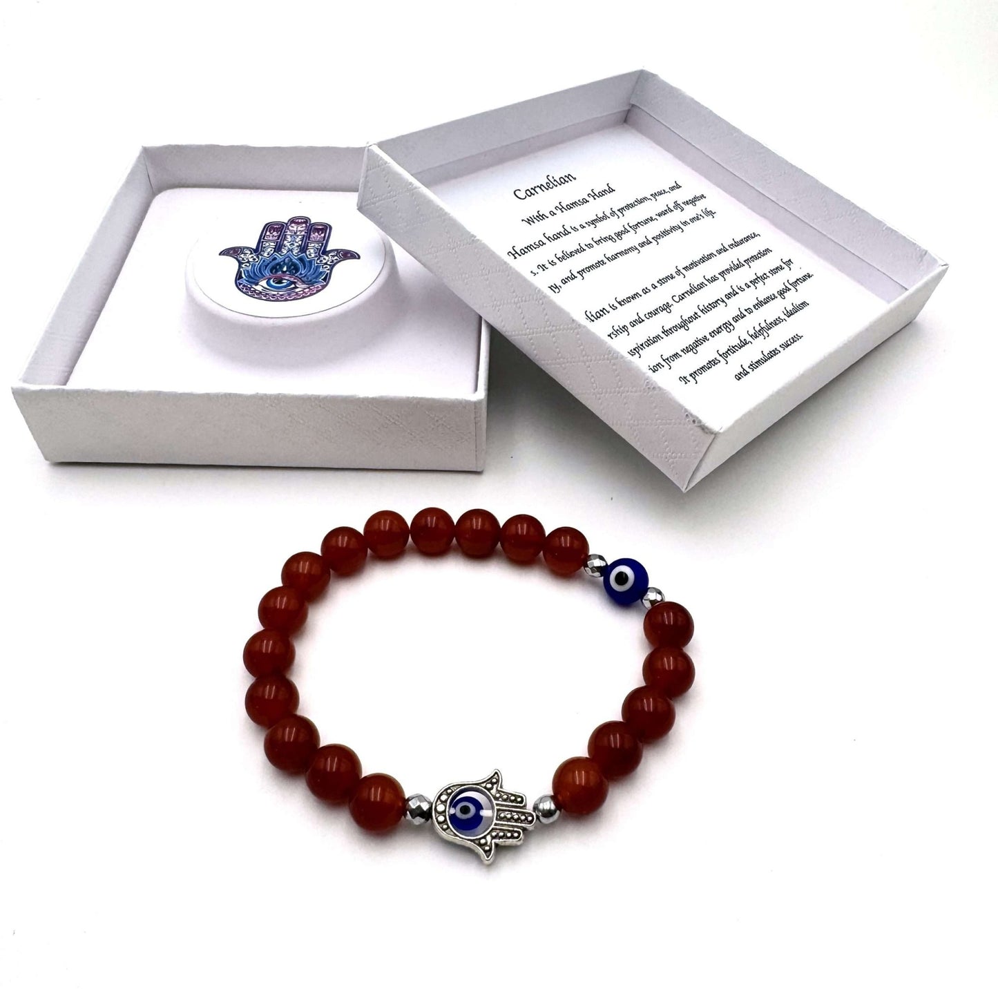 Hamsa Evil Eye Bracelet Red Agate - 1st Stop Marshall's Health Shop, Gift Shop! - Heath and Natural Therapy New Brighton Christchurch - Naturopath