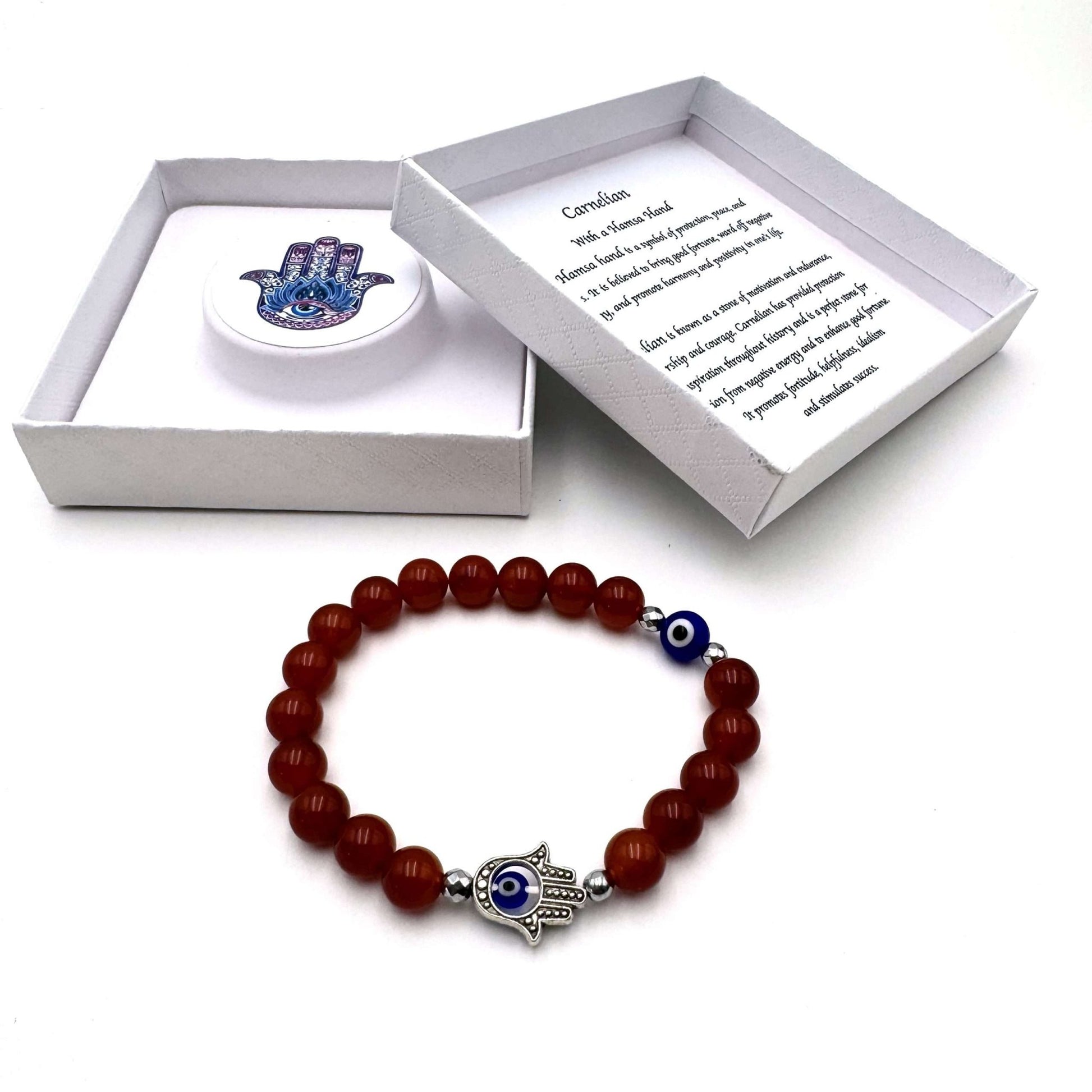 Hamsa Evil Eye Bracelet Red Agate - 1st Stop Marshall's Health Shop, Gift Shop! - Heath and Natural Therapy New Brighton Christchurch - Naturopath