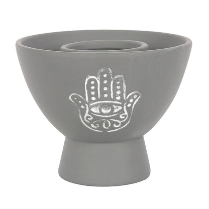 Hamsa Grey Terracotta Smudge Bowl - MarshallsHealthShop
