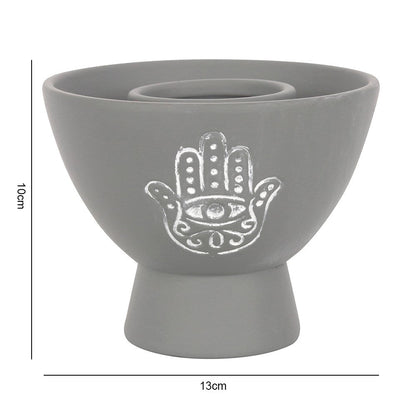 Hamsa Grey Terracotta Smudge Bowl - MarshallsHealthShop