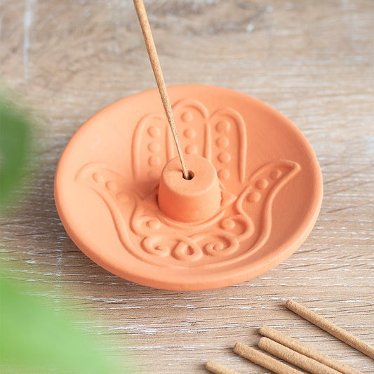 Hamsa Terracotta Incense Plate - MarshallsHealthShop