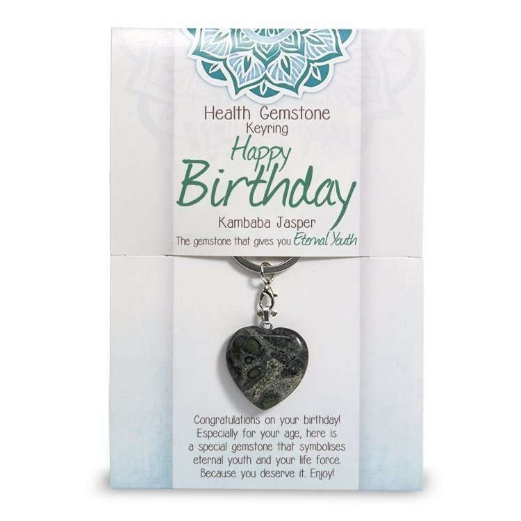 Happy Birthday Kambaba Jasper Keyring - MarshallsHealthShop