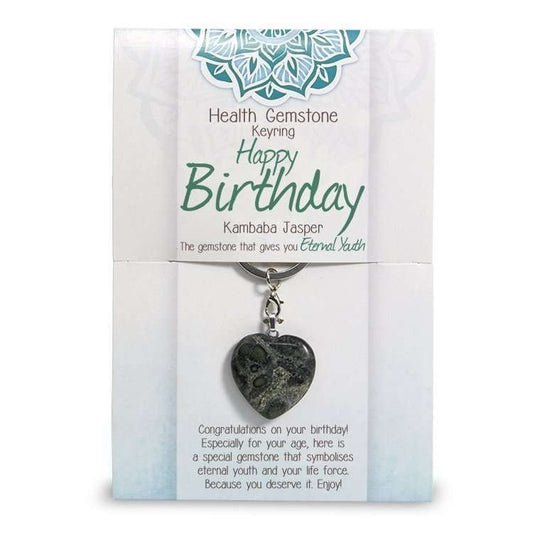 Happy Birthday Kambaba Jasper Keyring - MarshallsHealthShop