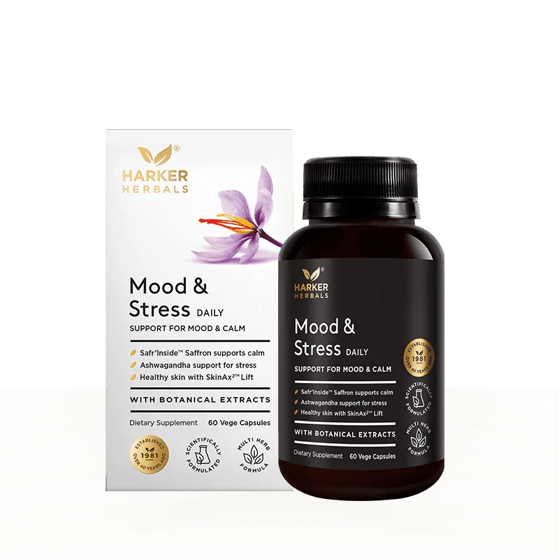 Harker Herbals Mood & Stress 60 Vege Capsules - MarshallsHealthShop