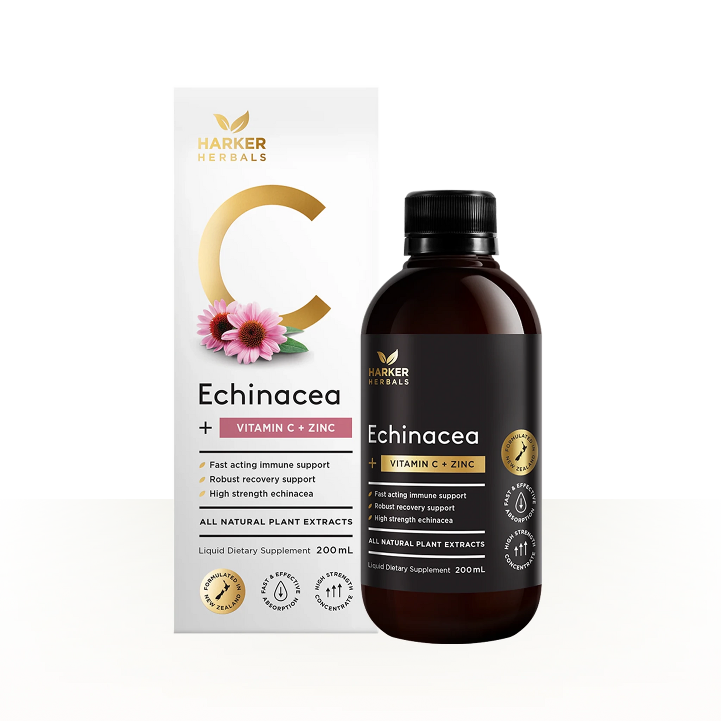 Harker Herbals Vitamin C+ Echinacea + Zinc 200ml - 1st Stop Marshall's Health Shop, Gift Shop! - Heath and Natural Therapy New Brighton Christchurch - Naturopath