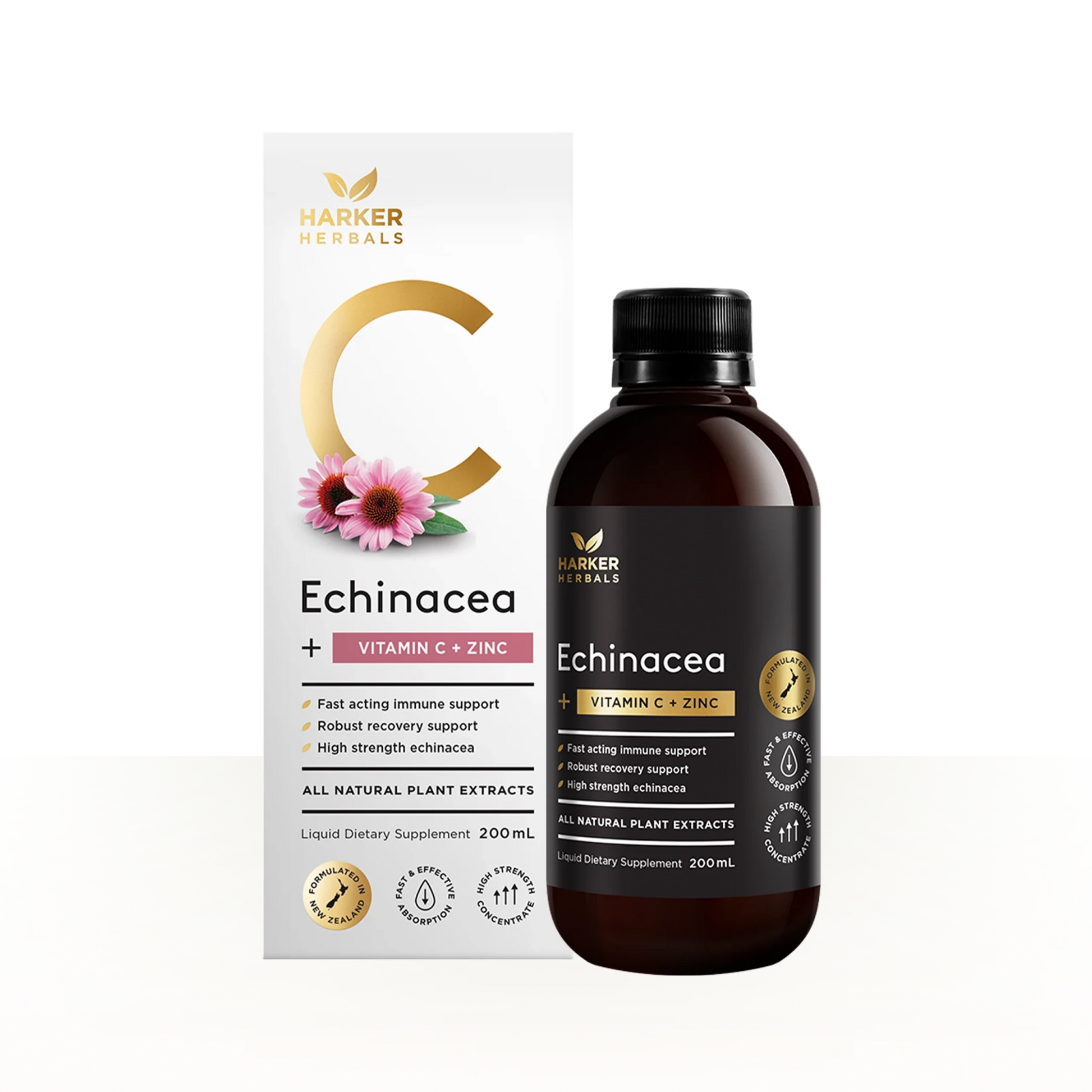 Harker Herbals Vitamin C+ Echinacea + Zinc 200ml - 1st Stop Marshall's Health Shop, Gift Shop! - Heath and Natural Therapy New Brighton Christchurch - Naturopath