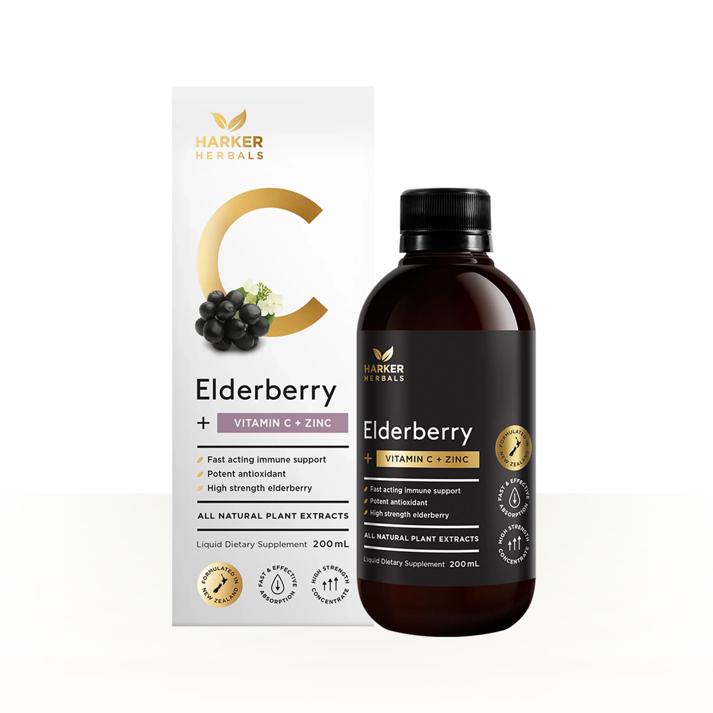 Harker Herbals Vitamin C + Elderberry + Zinc 200ml - 1st Stop Marshall's Health Shop, Gift Shop! - Heath and Natural Therapy New Brighton Christchurch - Naturopath