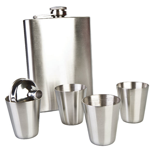 Hip Flask Set with Four Shot Glasses - MarshallsHealthShop