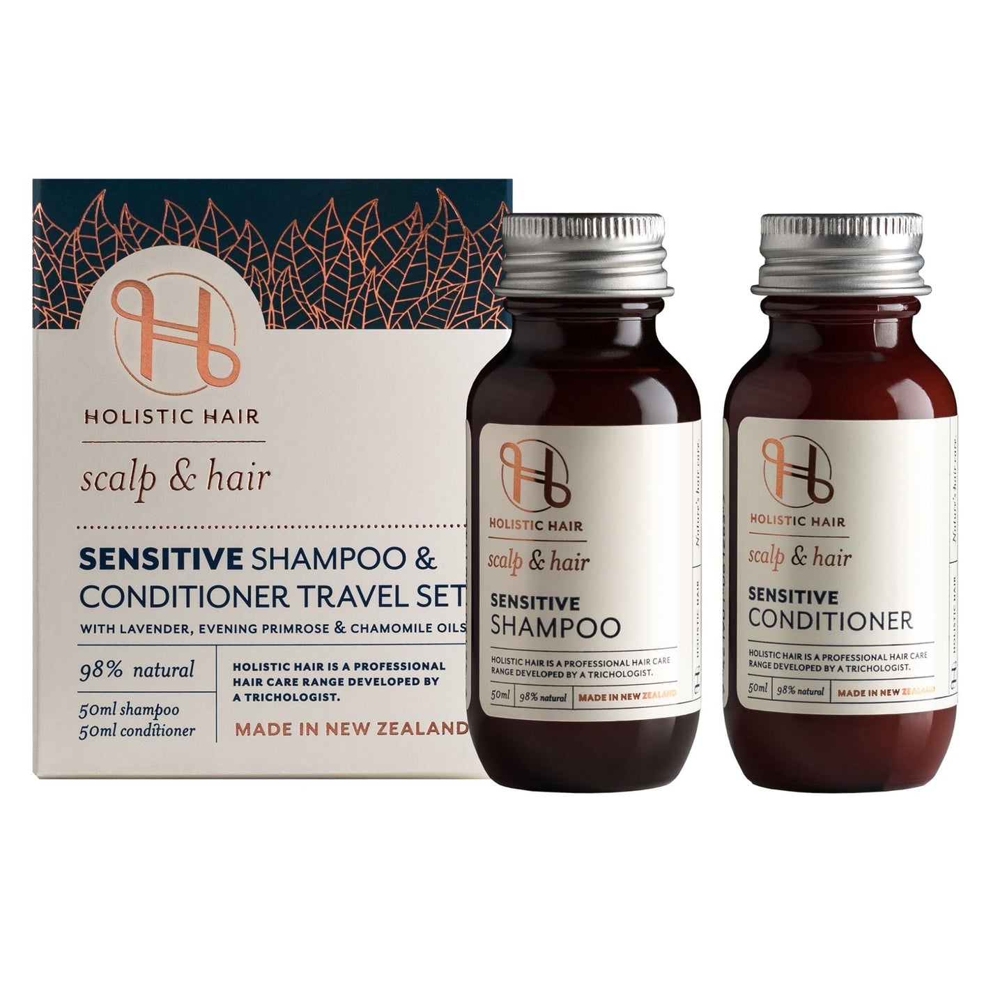 HOLISTIC HAIR Sensitive Shampoo & Conditioner 50ml Travel Set - MarshallsHealthShop