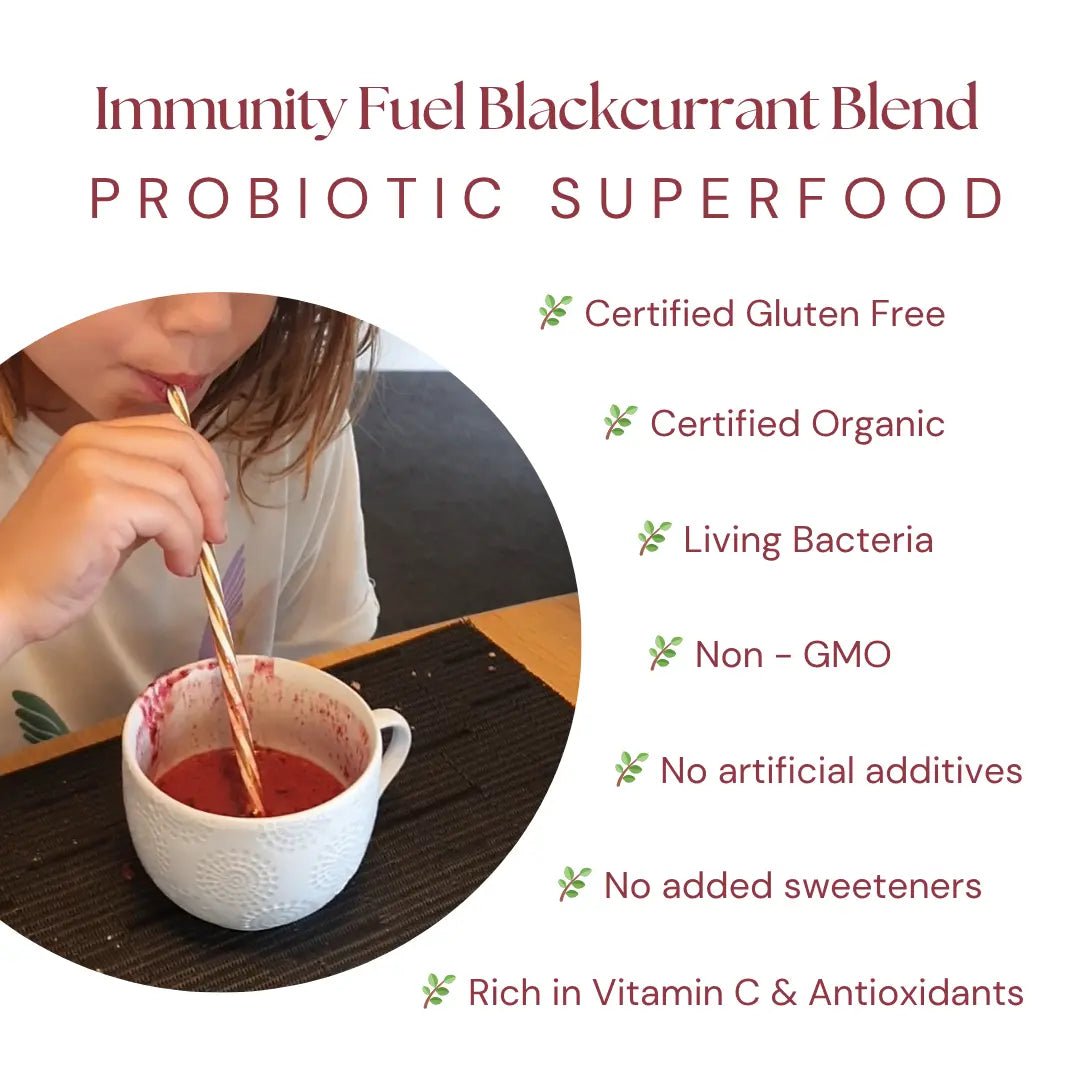 Immunity Fuel Probiotic Superfood 150g Powder Black Current
A delicious &amp; natural way to nourish your gut &amp; immune system.

Immunity Fuel Blackcurrant Blend combines our premium Certified Organic Gluten Free Probiotic Superfood with New Zealand-grownViBERi&nbsp;blackcurrant powder – a powerhouse of natural vitamin C and antioxidants.
1st Stop, Marshall's Health Shop!