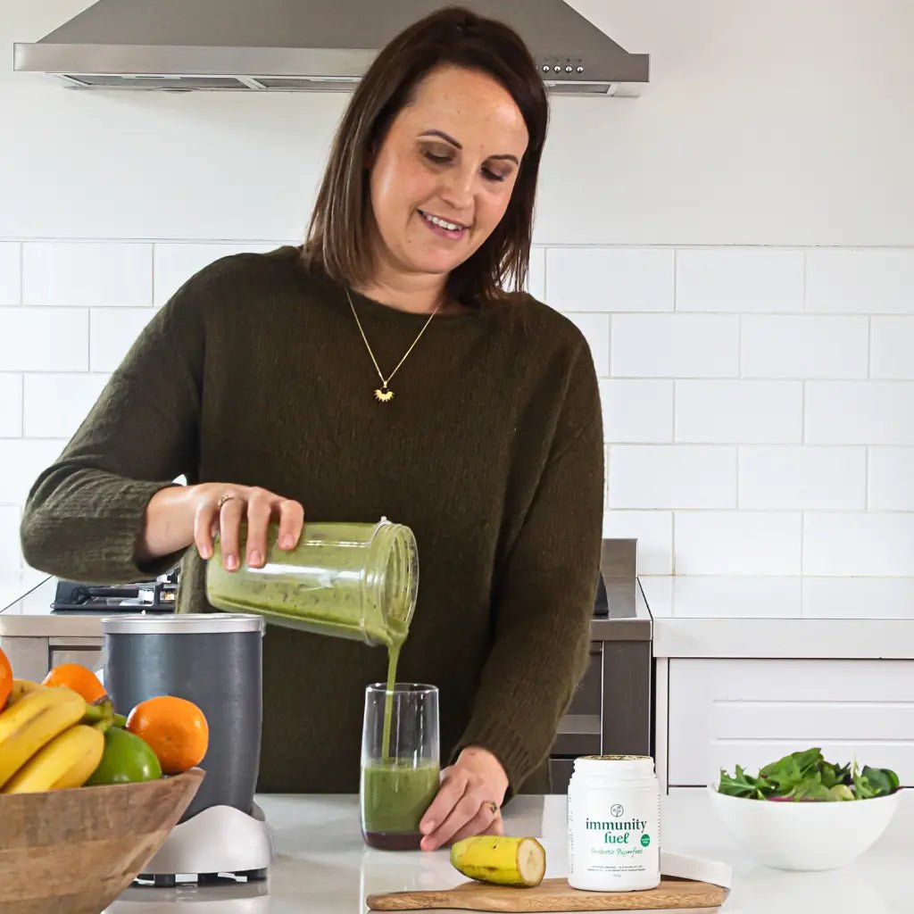Immunity Fuel Probiotic Superfood 150g Powder Gluten Free

Premium gluten free, certified organic fermented whole foods with probiotics &amp; prebiotics to support gut &amp; digestive health and overall wellbeing. 50 serves

The Simple Solution to Gut Health &amp; Digestive Wellbeing

Support your gut health naturally with Immunity Fuel GF Probiotic Superfood Powder — our premium, certified gluten free formula providing a powerful yet gentle probiotic solution.
1st Stop, Marshall's Health Shop!
