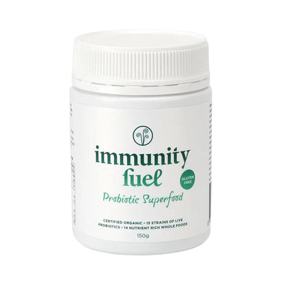 Immunity Fuel Probiotic Superfood 150g Powder Gluten Free

Premium gluten free, certified organic fermented whole foods with probiotics &amp; prebiotics to support gut &amp; digestive health and overall wellbeing. 50 serves

The Simple Solution to Gut Health &amp; Digestive Wellbeing

Support your gut health naturally with Immunity Fuel GF Probiotic Superfood Powder — our premium, certified gluten free formula providing a powerful yet gentle probiotic solution.
1st Stop, Marshall's Health Shop!