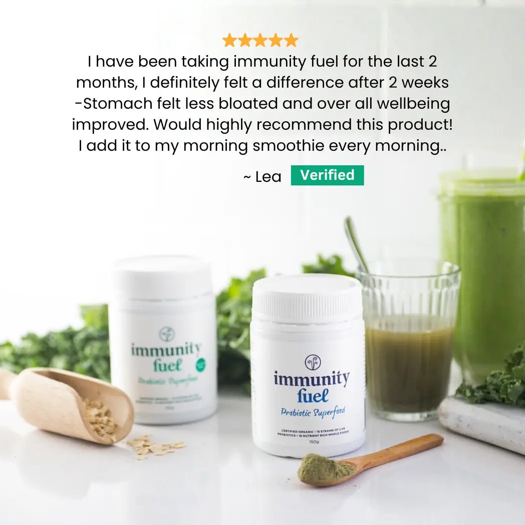 Immunity Fuel Probiotic Superfood 150g Powder Original

Support your gut health naturally with Immunity Fuel Original Probiotic Superfood Powder — our premium clean, nutrient-dense formula providing a powerful yet gentle probiotic solution.

This shelf-stable, 100% plant-based powder delivers live and active bacteria in a certified organic wholefood base, enhanced with ionic minerals and natural prebiotics to nurture your microbiome.

1st Stop, Marshall's Health Shop!
