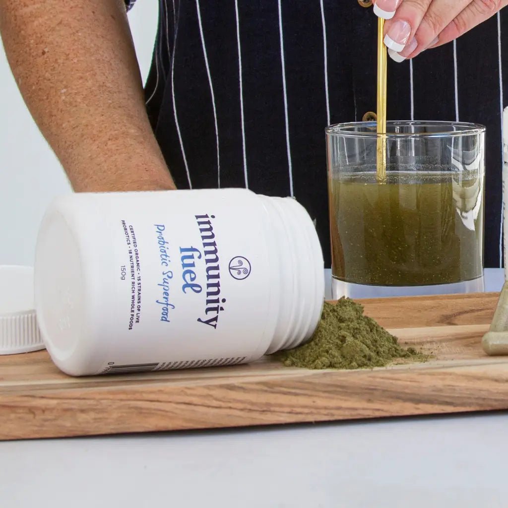 Immunity Fuel Probiotic Superfood 150g Powder Original

Support your gut health naturally with Immunity Fuel Original Probiotic Superfood Powder — our premium clean, nutrient-dense formula providing a powerful yet gentle probiotic solution.

This shelf-stable, 100% plant-based powder delivers live and active bacteria in a certified organic wholefood base, enhanced with ionic minerals and natural prebiotics to nurture your microbiome.

1st Stop, Marshall's Health Shop!