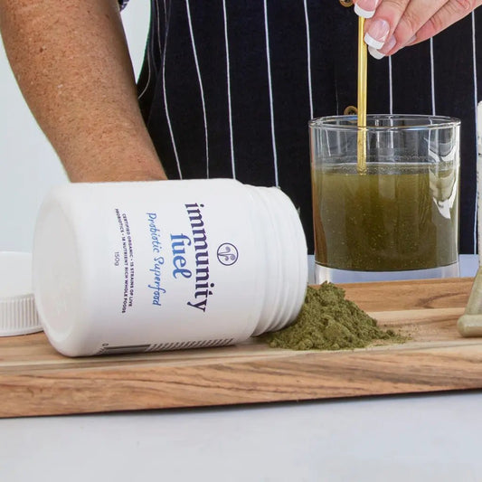 Immunity Fuel Probiotic Superfood 150g Powder Original

Support your gut health naturally with Immunity Fuel Original Probiotic Superfood Powder — our premium clean, nutrient-dense formula providing a powerful yet gentle probiotic solution.

This shelf-stable, 100% plant-based powder delivers live and active bacteria in a certified organic wholefood base, enhanced with ionic minerals and natural prebiotics to nurture your microbiome.

1st Stop, Marshall's Health Shop!
