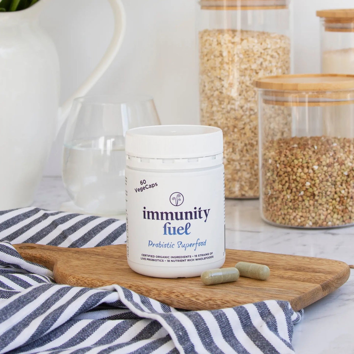 Immunity Fuel Probiotic Superfood Original 60 Vege Caps

Our original formula of certified organic fermented whole foods in convenient vegan VegeCaps to support gut &amp; digestive health and overall wellbeing. 60 capsules&nbsp;
1st Stop, Marshall's Health Shop!