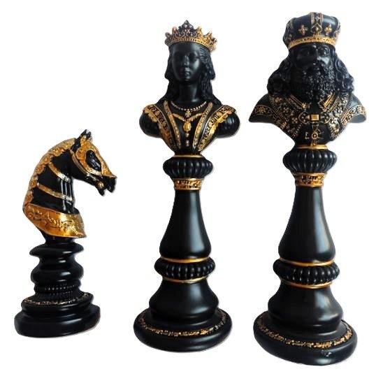 Imperial Chess Pieces Blk/Gold King,Queen,Knight.# - 1st Stop Marshall's Health Shop, Gift Shop! - Heath and Natural Therapy New Brighton Christchurch - Naturopath#