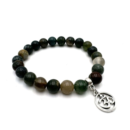 Indian Agate Bracelet with Ohm Charm - MarshallsHealthShop