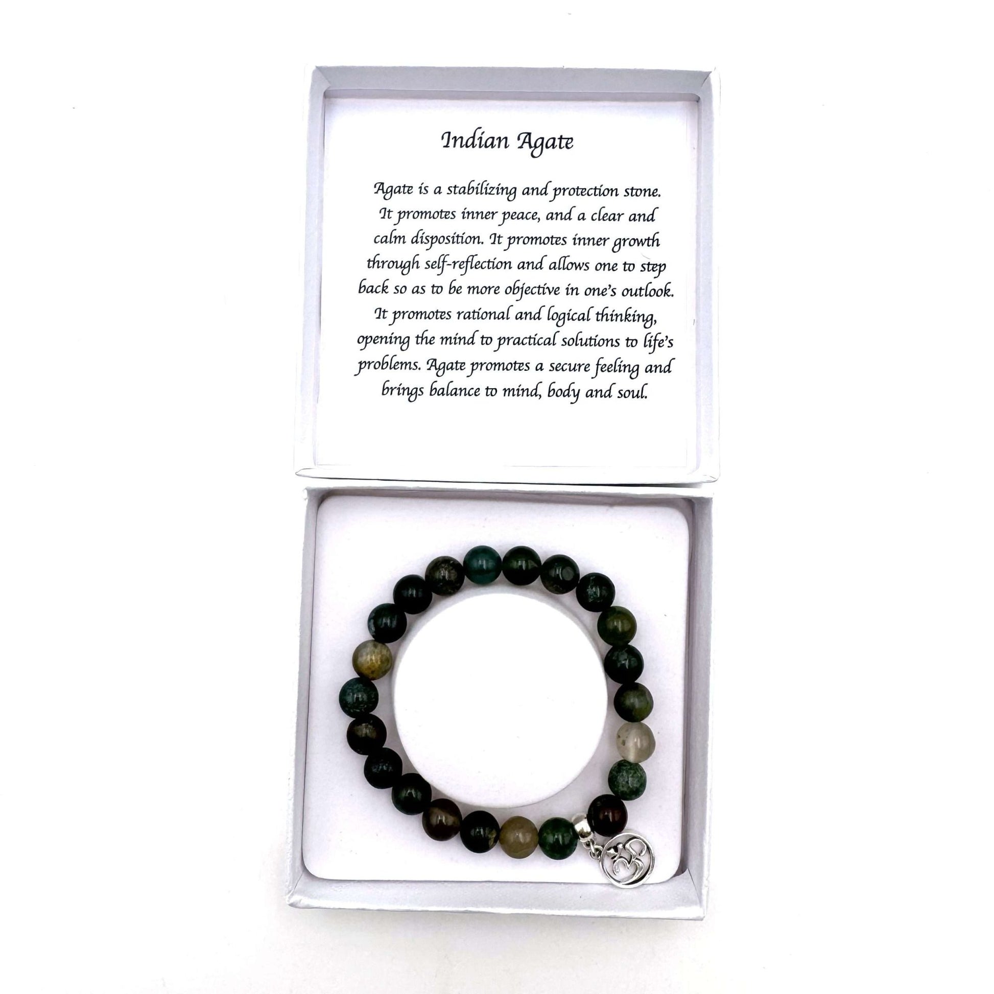 Indian Agate Bracelet with Ohm Charm - MarshallsHealthShop