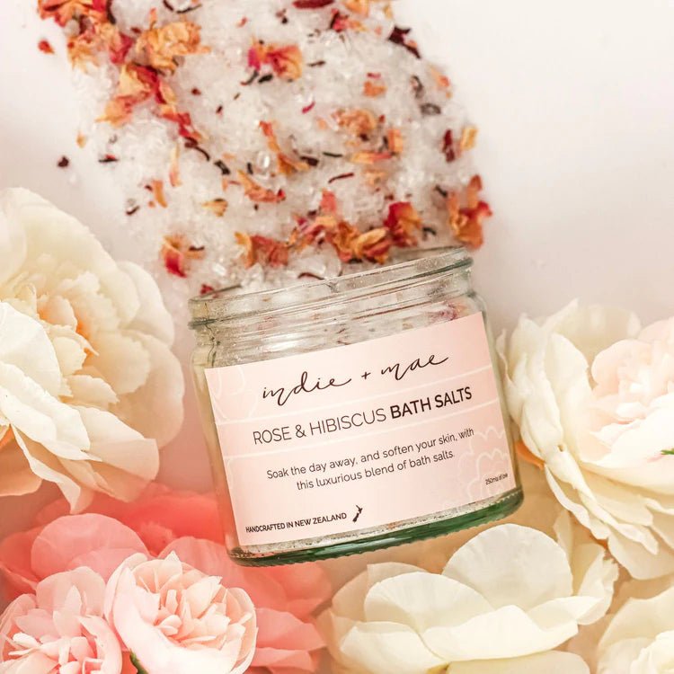 Indie + Mae | Bath Salts - Rose & Hibiscus - MarshallsHealthShop