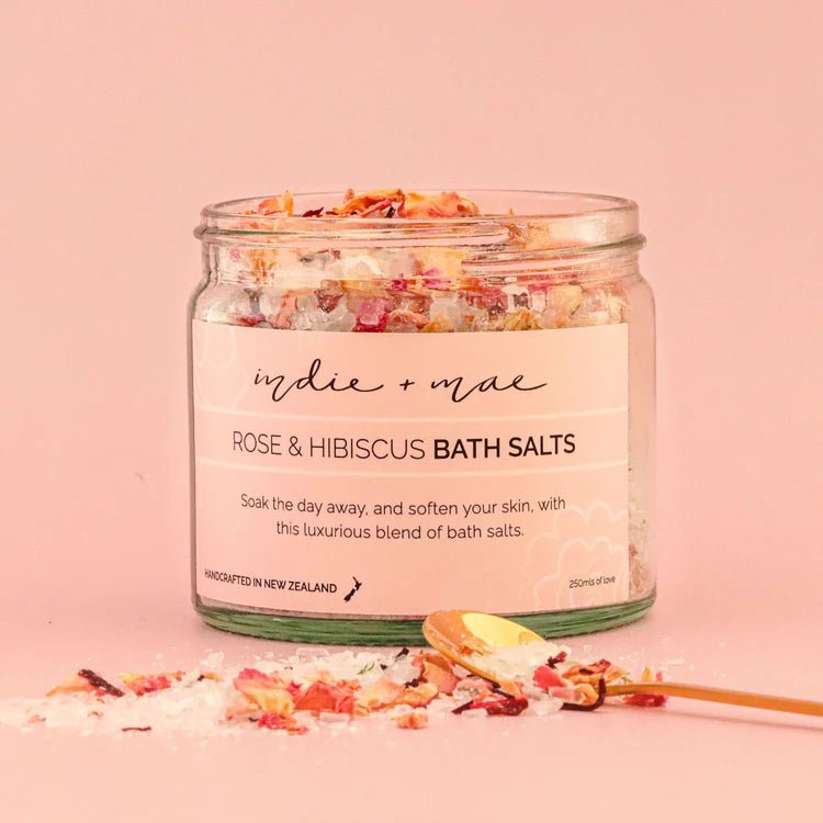 Indie + Mae | Bath Salts - Rose & Hibiscus - MarshallsHealthShop