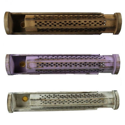 Jali Sliding Purple Box Incense Burner 12 inch - MarshallsHealthShop