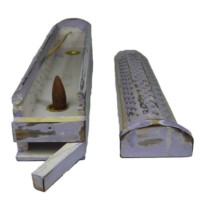 Jali Sliding Purple Box Incense Burner 12 inch - MarshallsHealthShop