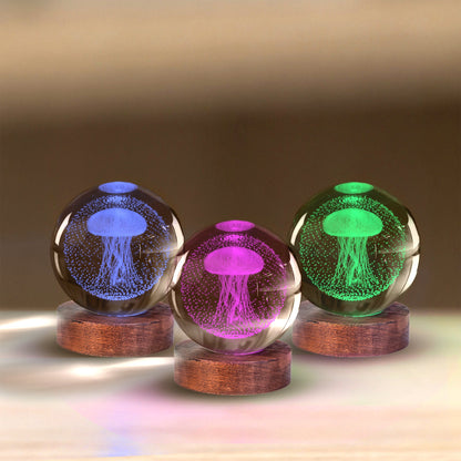 Jellyfish 3D Crystal Ball Lamp - 1st Stop Marshall's Health Shop, Gift Shop! - Heath and Natural Therapy New Brighton Christchurch - Naturopath