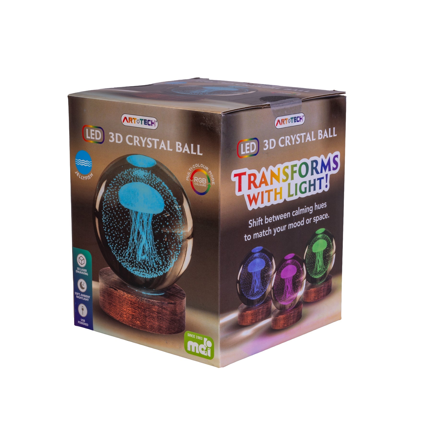 Jellyfish 3D Crystal Ball Lamp - 1st Stop Marshall's Health Shop, Gift Shop! - Heath and Natural Therapy New Brighton Christchurch - Naturopath