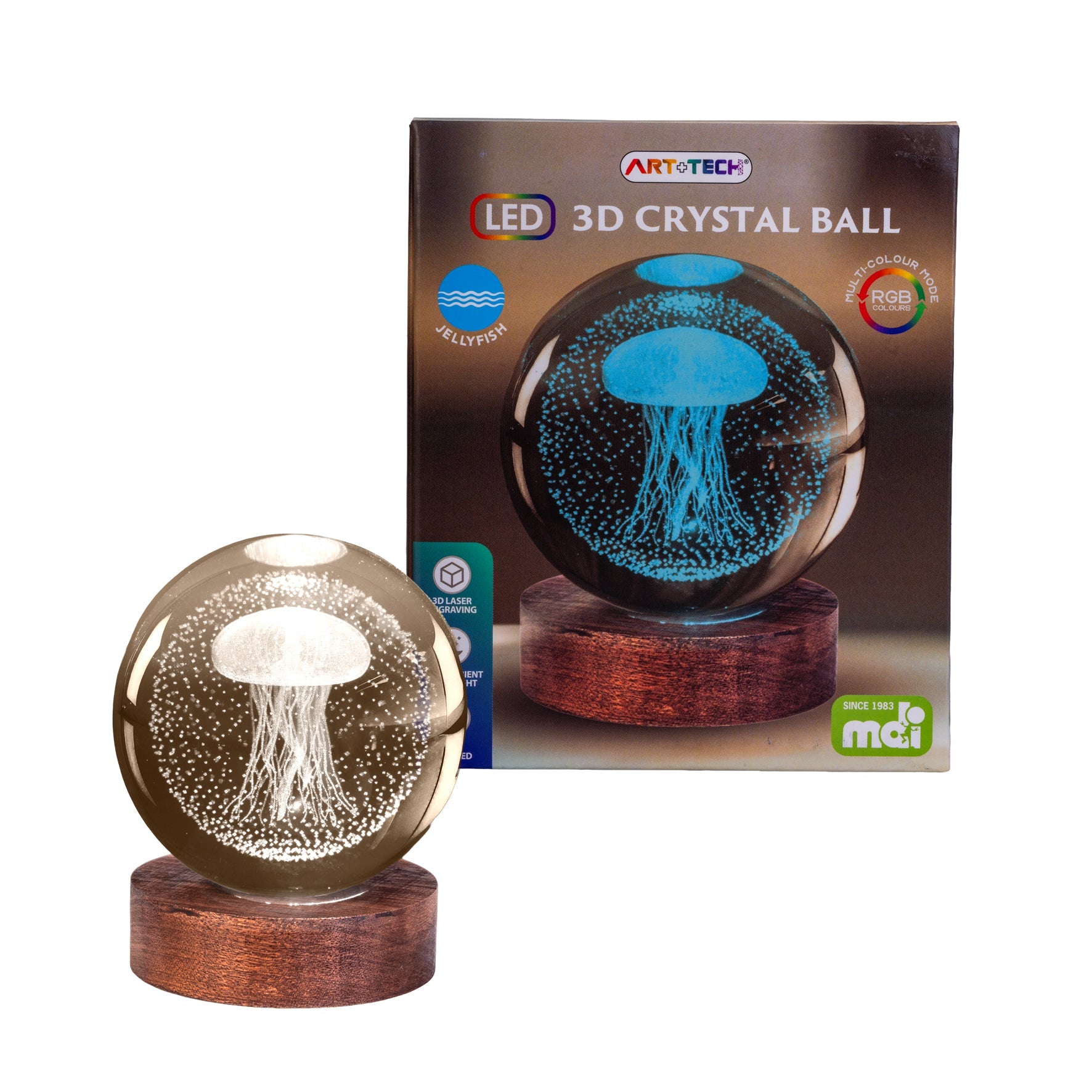 Jellyfish 3D Crystal Ball Lamp - 1st Stop Marshall's Health Shop, Gift Shop! - Heath and Natural Therapy New Brighton Christchurch - Naturopath