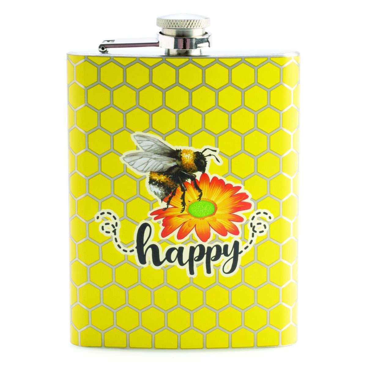 Joybee Metal Flask
Spring themed flask with a bee happy message over a bright yellow honeycomb pattern
Made from quality stainless steel
Holds 8oz/235ml of your favourite booze
9.0(L) x 2.0(W) x 13.50(H) cm
1st Stop, Marshall's Health Shop, Gift Shop!

SKU: TF-F8/BH