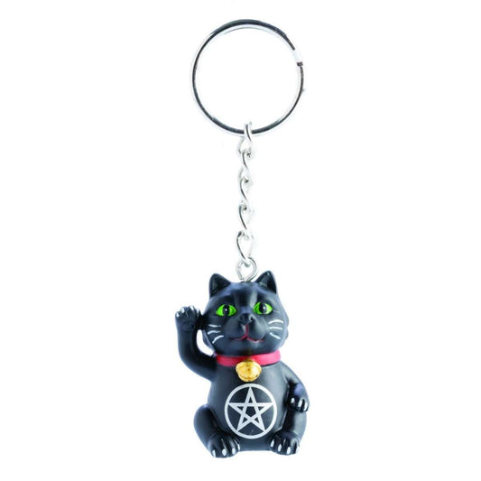 Keychain Black Cat Pentacle - 1st Stop Marshall's Health Shop, Gift Shop! - Heath and Natural Therapy New Brighton Christchurch - Naturopath