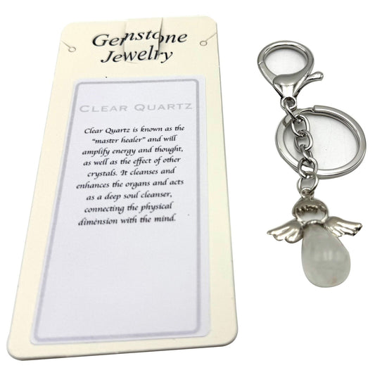 Keyring Angel Clear Quartz - MarshallsHealthShop