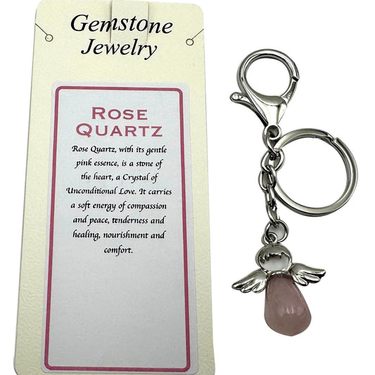 Keyring Angel Rose Quartz - MarshallsHealthShop