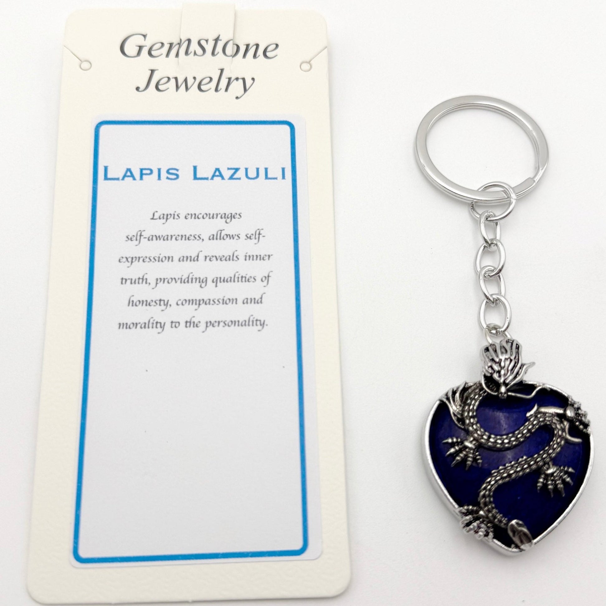 Keyring Dragon Heart Lapis - MarshallsHealthShop