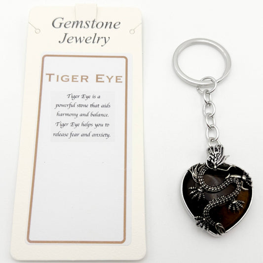 Keyring Dragon Heart Tiger Eye - MarshallsHealthShop