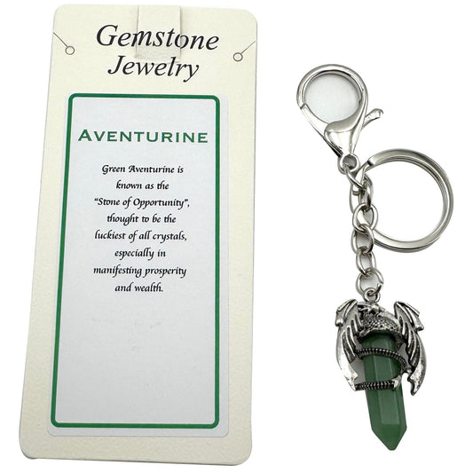 Keyring Dragon Wings Gemstone Point Aventurine - MarshallsHealthShop