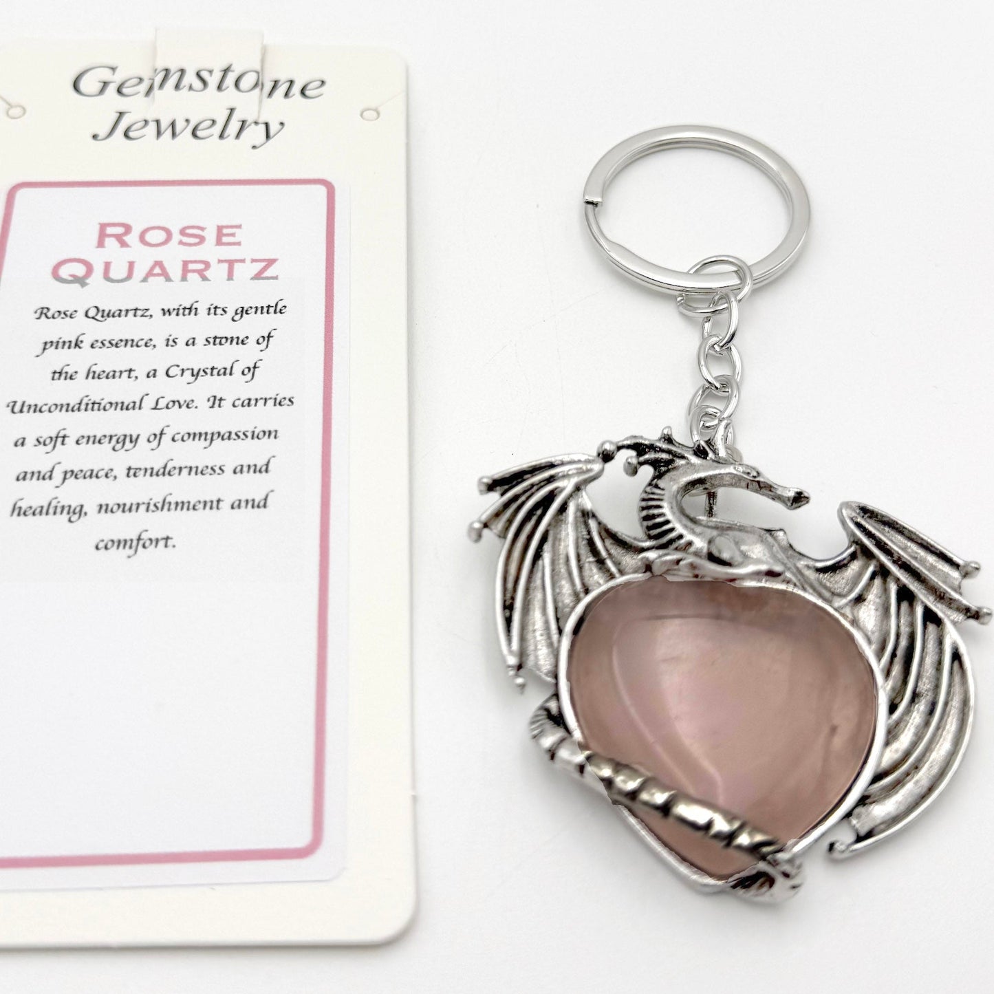 Keyring Flying Dragon Rose Quartz - MarshallsHealthShop