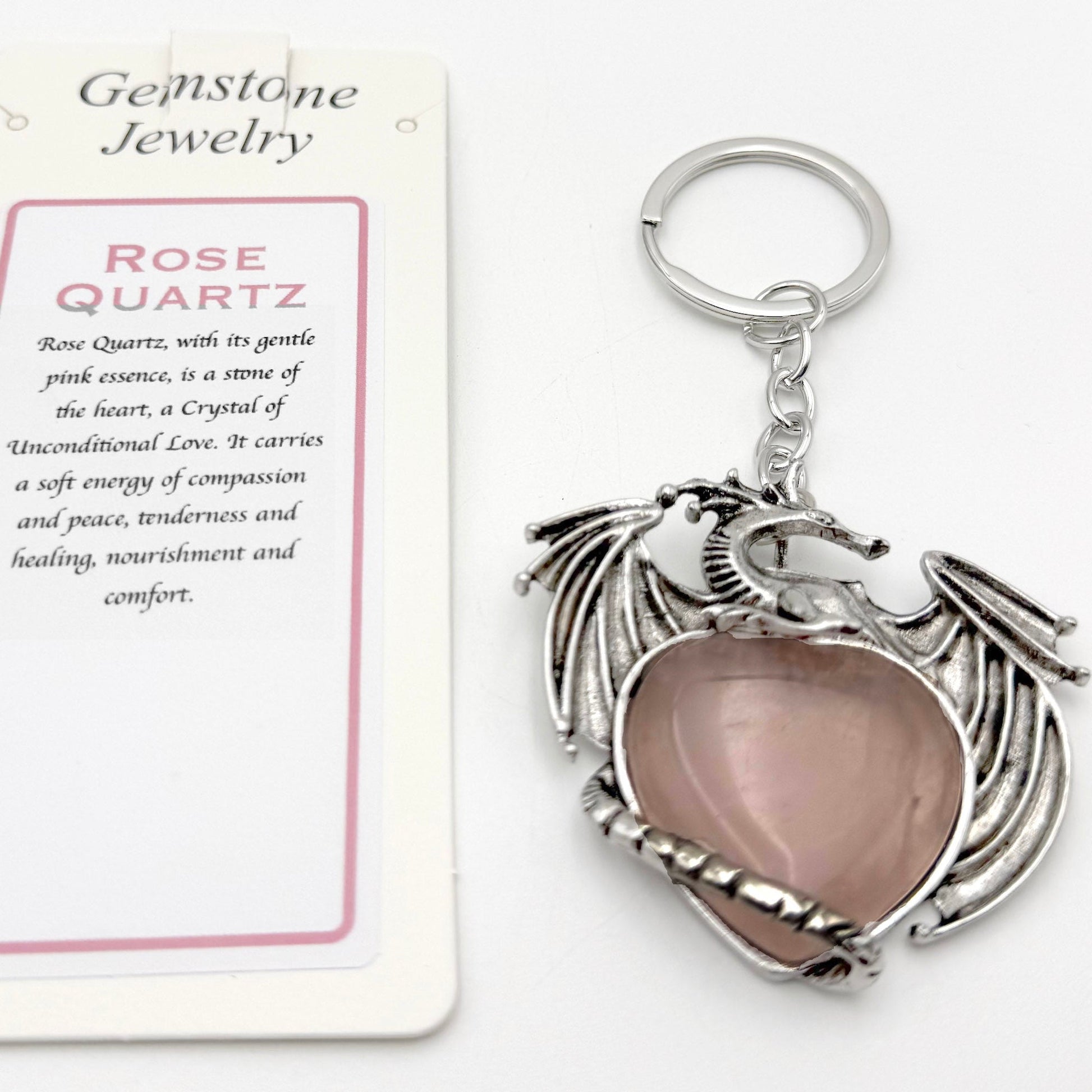 Keyring Flying Dragon Rose Quartz - MarshallsHealthShop