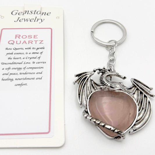Keyring Flying Dragon Rose Quartz - MarshallsHealthShop