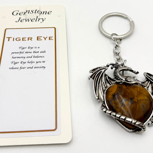 Keyring Flying Dragon Tiger Eye - MarshallsHealthShop