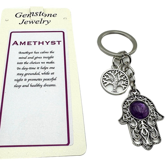 Keyring Hamsa Amethyst - MarshallsHealthShop